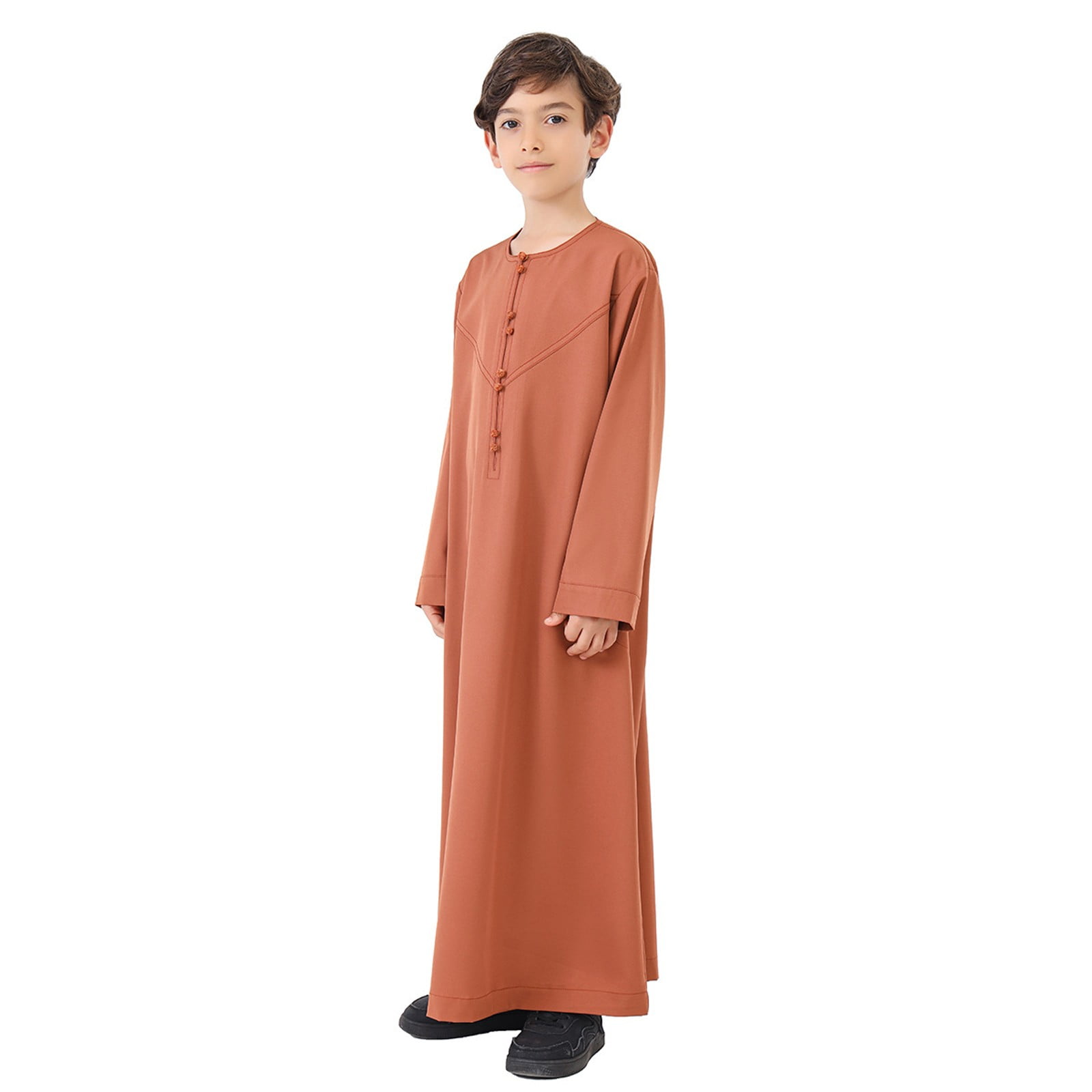 Big Kid Arabic Thobe Thobe Long Sleeve Kaftan Crew Robe National Teenage Boys Long Sleeve Embroidered Robe Set Arab Children's Wear Shirts Tie Girls Children's Shirt Graphic Tees 13-14 Years Orange