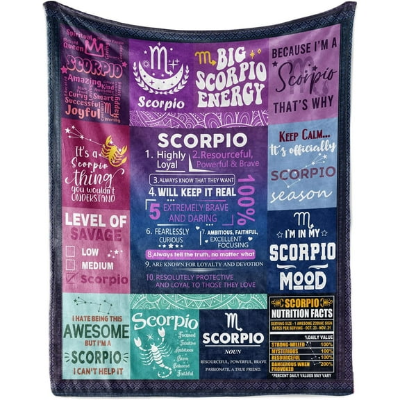 Scorpio Gifts for Women, Scorpio Throw Blanket,Scorpio Zodiac Gifts for Women, Scorpio Astrology Throw Blanket Birthday Scorpio Gifts for Women Men 60"X 50"