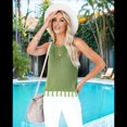 thumbnail image 4 of Suéter de Punto de Verano para Mujer, Camiseta Sin Mangas con Cuello Redondo de Crochet, Blusa Informal Sin Mangas con Aberturas Verde L, 4 of 10