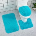thumbnail image 4 of Blue Bathroom Rug Set, 3Piece Black Bath Mat, for Bathroom Non-Slip Bathroom Mats, Water Absorbent Bath Rug, U-Shaped Contour Rug Toilet Lid Cover, 4 of 5