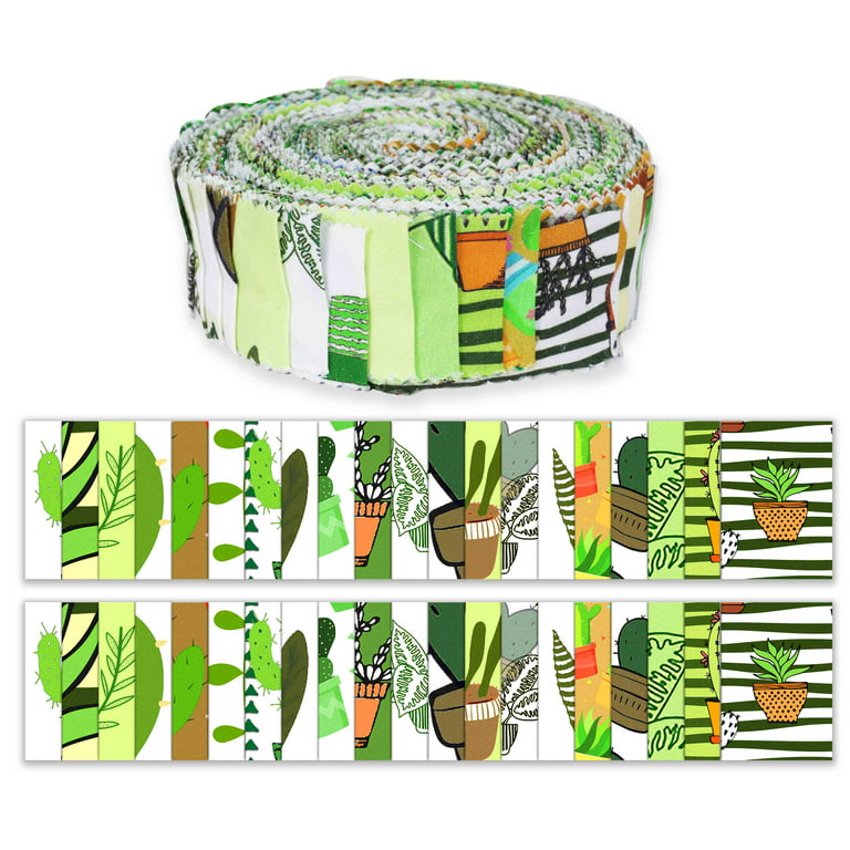 Soimoi 40Pcs Japanese Print Precut Fabrics Strips Roll Up 1.5 inches Cotton  Jelly Rolls for Quilting - Green