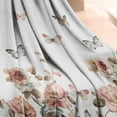 thumbnail image 3 of White Butterfly Rose Pattern Blanket,Comfortable Soft Flannel Throw Blanket,All Season,Warm Lightweight Blankets for Sofa Bed Couch Living Room Chair,30"x40", 3 of 4