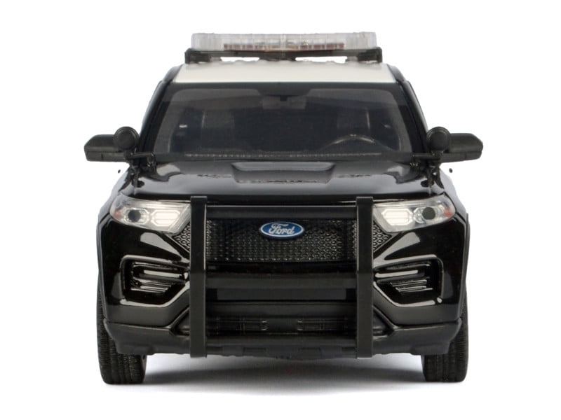2022 Ford Police Interceptor Utility Black and White "LAPD" w/Light Bar and Lights and Sounds 1/24 Diecast Model Car by Motormax