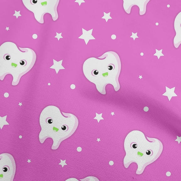 oneOone Polyester Spandex Light Pink Fabric Teeth Diy Clothing Quilting Fabric Print Fabric By Yard 56 Inch Wide