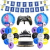 Video Game Party Supplies, Gamer Party Supplies, Foil/Latex Balloons Birthday Banner Cake Topper for Kids Birthday Party Decorations