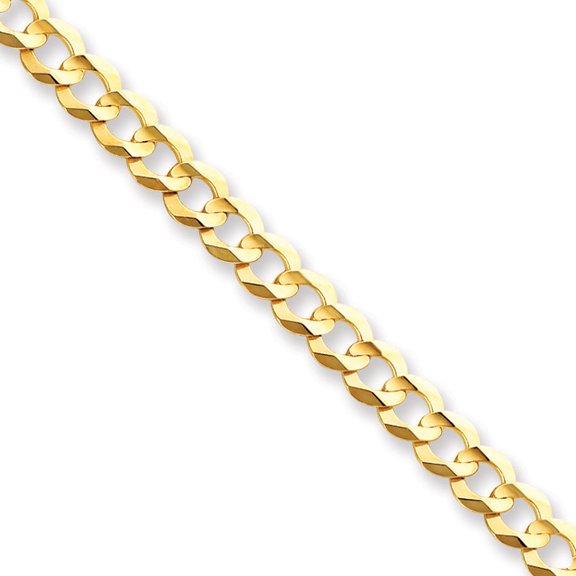 Primal Gold 14 Karat Yellow Gold 8.3mm Lightweight Flat Cuban Chain Bracelet