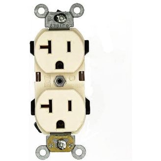 Leviton 20 Amp 125V Industrial Grade 4-in-1 Receptacle - White, Heavy Duty (21254-W) 5 thumbnail image