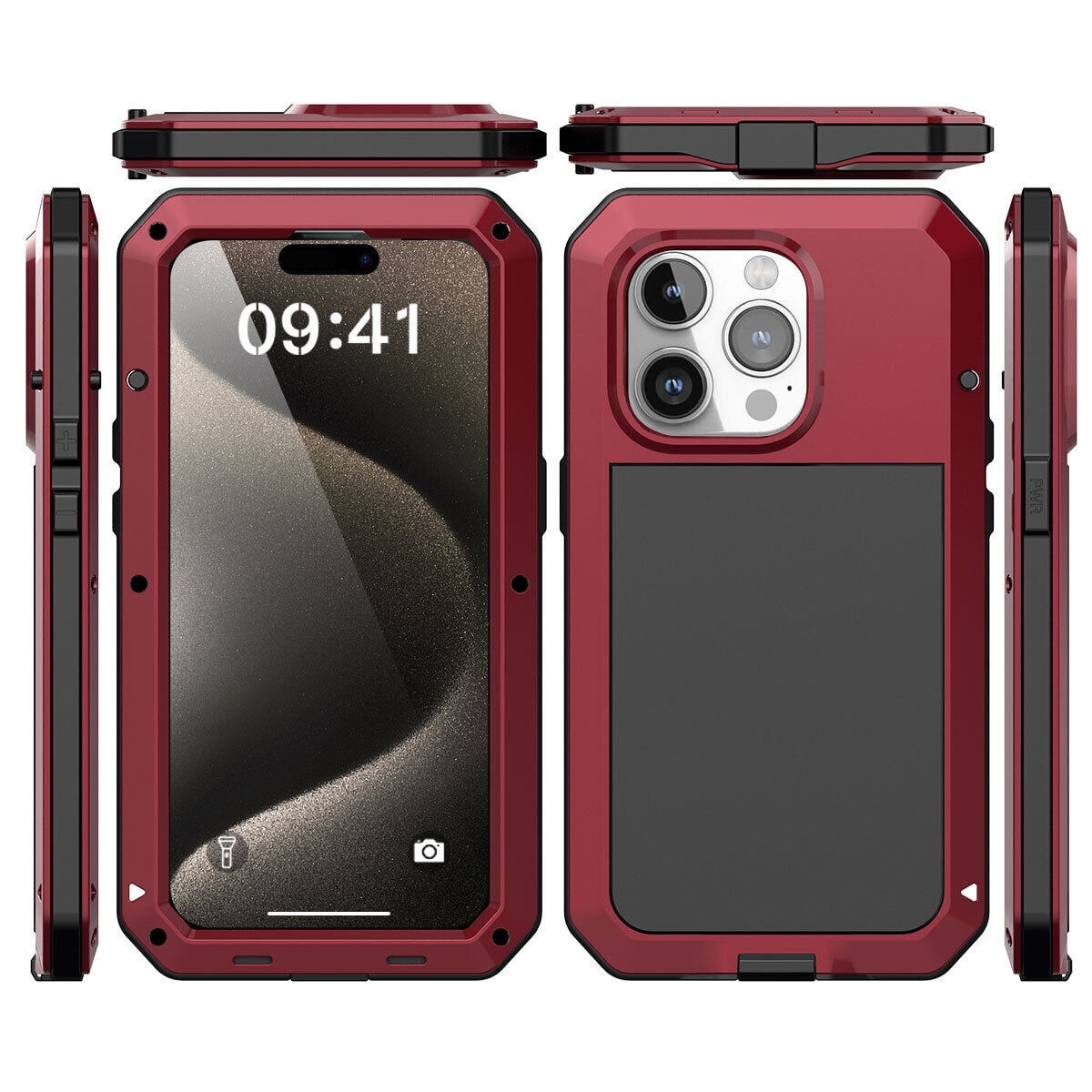 AICase 360 Full Body Protective Back Cover Cell Phone Case for Apple iPhone 15 Pro Max, Black