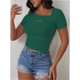 thumbnail image 5 of Womens Fashion Clothes One Piece Cutout Tops Short Sleeve Slim Fitted Shirts Tee Tshirts, 5 of 5