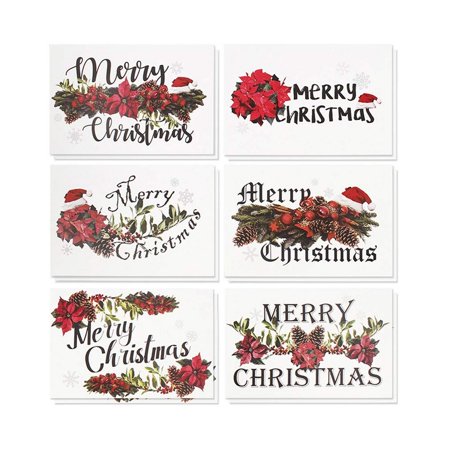 36-Pack Merry Christmas Greeting Cards Bulk Box Set - Winter Holiday Xmas Greeting Cards with