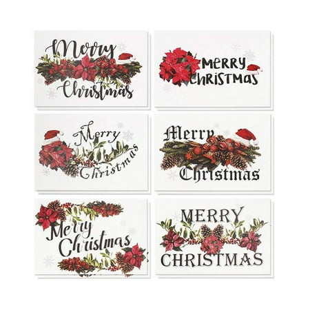 Christmas Greetings 36-Pack Merry Christmas Greeting Cards Bulk Box Set - Winter Holiday Xmas Greeting Cards with Festive Christmas Floral Designs, Envelopes Included, 4 x 6 Inches ()