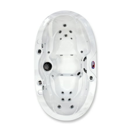 American Spas 2-Person 20-Jet Premium Acrylic Valentine Spa Bluetooth Stereo System LED Waterfall