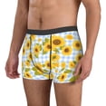 thumbnail image 5 of JUNZAN Blue White Plaid Sunflower Mens Underwear Boxer Briefs for Men’s - Large, 5 of 5