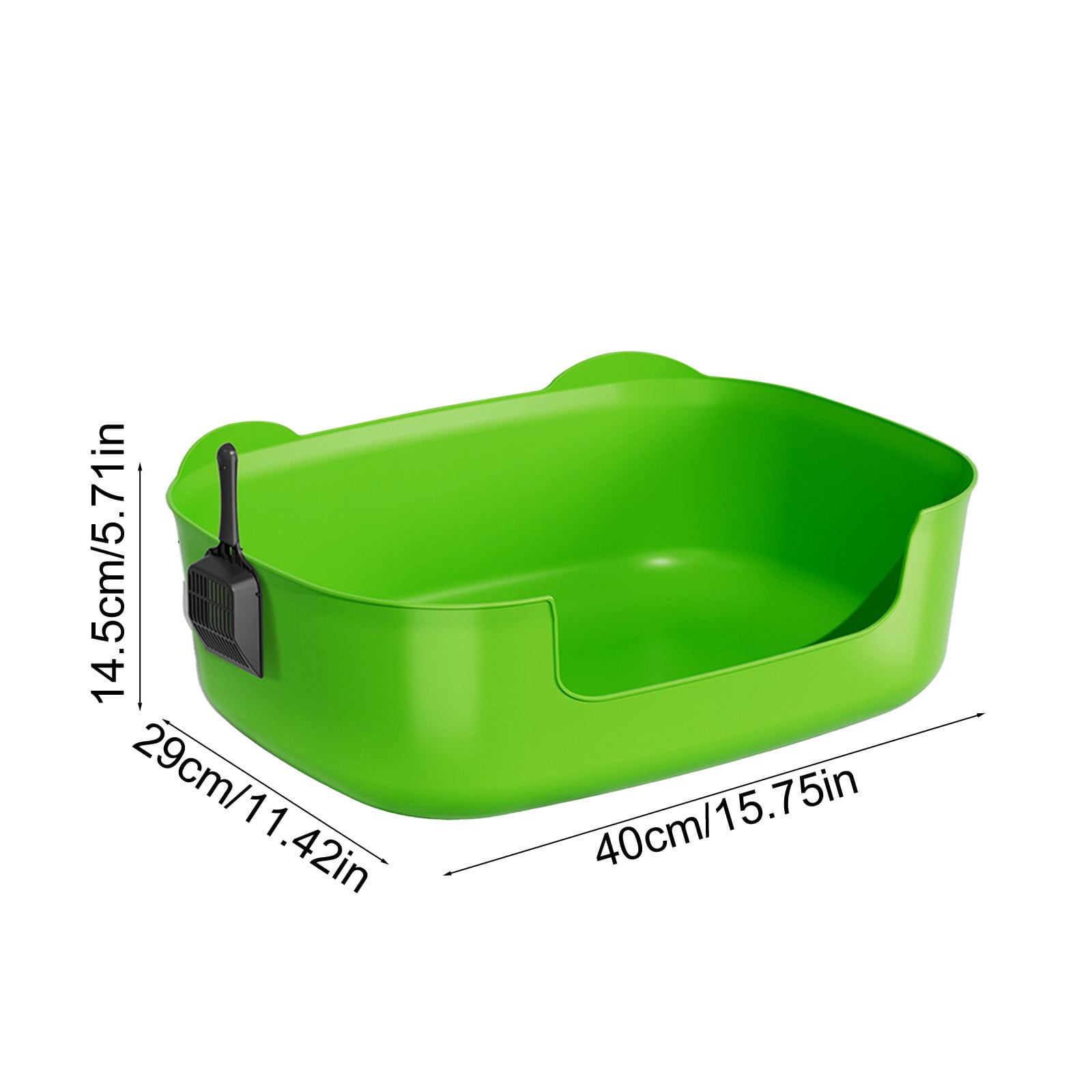 Large Cats Litter Box Banding Out Proof Spillage Proof, Pet Supplies Fully Open One Piece Litter Tray 40x29x14.5cm, PP Material Safe Design with Litter Spade, Easy Clean for Senior Cats or Kittens