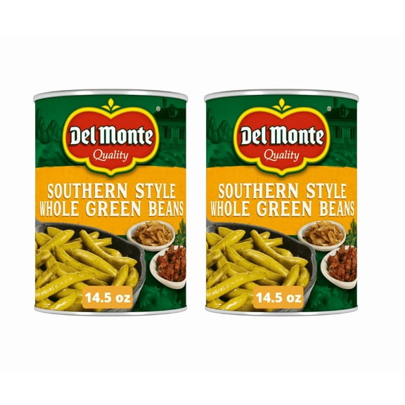 Del Monte Southern Style Whole Green Beans, Canned Vegetables, 14.5 oz Can (Pack of 2)