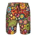 thumbnail image 4 of Kll Hippie Peace Love Men'S Casual Summer Beach Shorts Hawaiian Shorts With Pockets-X-Large, 4 of 9
