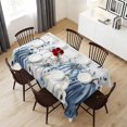 thumbnail image 6 of Vintage Fall Blue Table Cloth Waterproof Tablecloths, Thanksgiving Botanical Pumpkins Tablecloth Dining Table Cover for Kitchen Party Tabletop Outdoor, Rectangle Tablecloth 54x108 Inch, 6 of 9