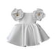 thumbnail image 1 of Vestido Para Niñas, Ropa Para Niñas Pequeñas, Color Sólido, Retro, Flores 3D, Manga Corta, Vestido De Fiesta De Cumpleaños, Vestidos Para Niños, Blanco Odeerbi  LM103-8877, 1 of 4