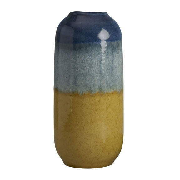 Elements 12.2-inch Ceramic Vase Blue and Tan