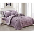 thumbnail image 1 of Chic Home CS2416-US 10 Piece Lear Reversible Bed Bag Ruffled Pinch Pleat Motif Pattern Print Complete Bedding Set, Plum, 1 of 1