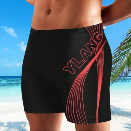 IDALL Mens Swim Trunks Mens Bathing Suit Men s New Hot Spring Beach Print Men s Boxer Pants Quick Dry Swimsuit Adult Swimming Shorts Men s Speed Dry Beach Shorts Swim Shorts Board Shorts Red 2XL