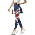 thumbnail image 2 of COEQINE Women Elastic Tennis Skirted Legging with Pockets Union Jack Pattern Ruffle Pleated Yoga Skirts with Leggings for Women High Waist Comfy Golf Pickleball Leggings, 2XL, 2 of 7