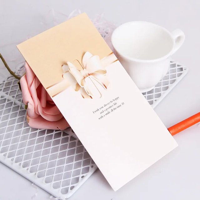 Tarjeta de felicitación de ala de amor de Bowknot, tarjeta de bendición de boda, tarjeta de regalo de invitación de escritura a mano para cumpleaños, Baby Shower, Día de San Valentín