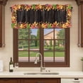 thumbnail image 6 of Maple Leaves Fall Curtain Valances for Windows, Kitchen Valance Window Treatments Panel 2 Pack, Thanksgiving Botanical Wooden Autumn Leaf Rod Pocket Short Curtains for Bathroom Bedroom 60 x 18 Inch, 6 of 8
