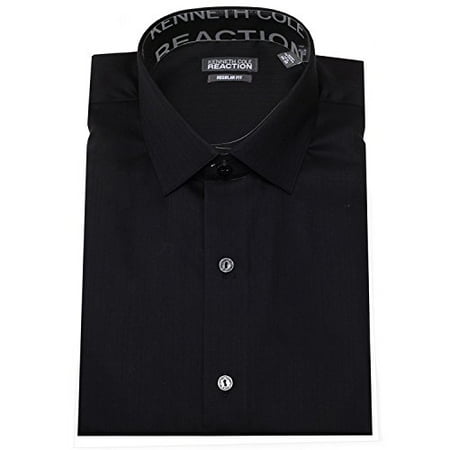 Kenneth Cole Men's Regular Fit Textured Solid Spread Collar Dress Shirt