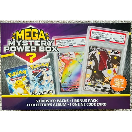 2021 MJ Holdings Pokemon MEGA MYSTERY POWER BOX Meijer Exclusive 1:20 Seeded Graded Cards