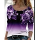 thumbnail image 1 of Camiseta elegante con estampado de flores para mujer, ropa de manga larga, holgada, informal, con cuello redondo, para otoño e invierno, 2023, 1 of 5