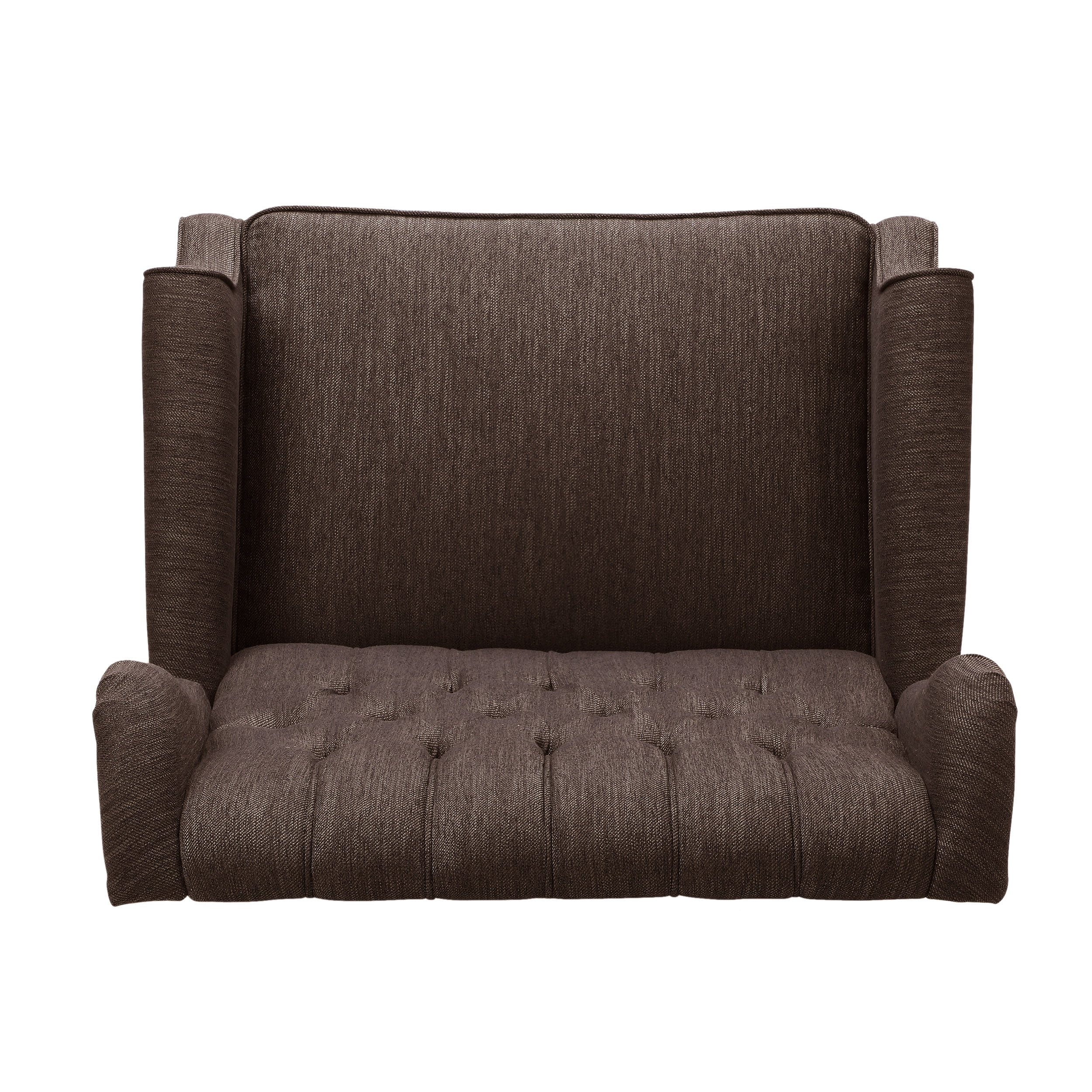 Noble House Khalid Oversized Wingback Tufted Fabric Push Back Recliner, Brown