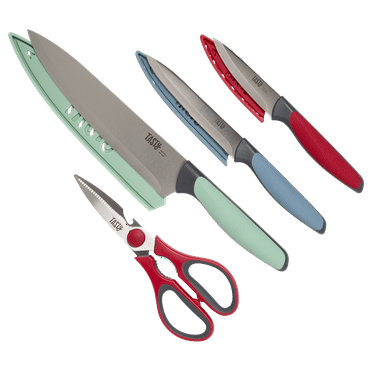 Tasty 4 Piece Cutlery Knife Set with Shears, Stainless Steel, Multicolor