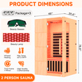 thumbnail image 3 of BUPPLEE 2-Person Infrared Sauna Room, Wooden Indoor Home Sauna with 7-Color Light Therapy, Bluetooth Controller, 3 of 10