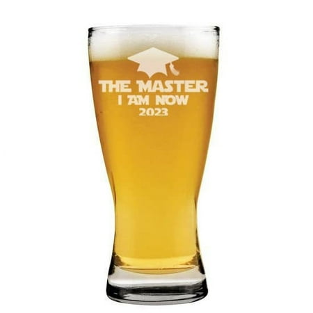 

15 oz Beer Pilsner Glass The Master I Am Now 2023 Funny Graduation Masters Degree Gift
