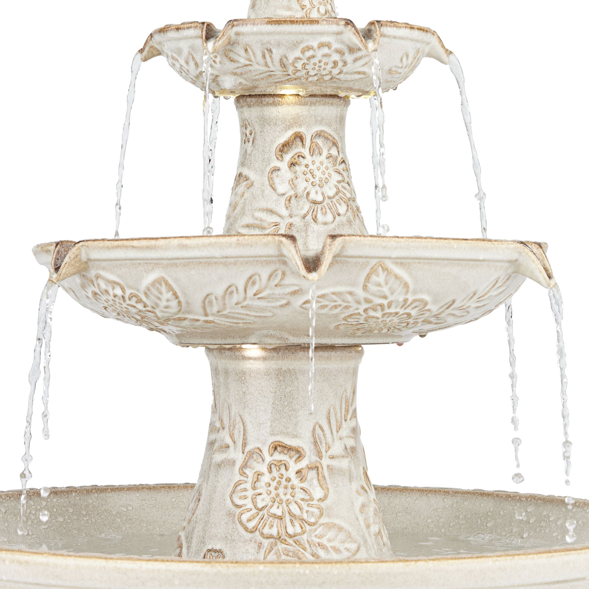 Formentera 45" High Large Italian Outdoor Decor Ceramic Floor Fountain with Light LED 3-Tier Outside Garden