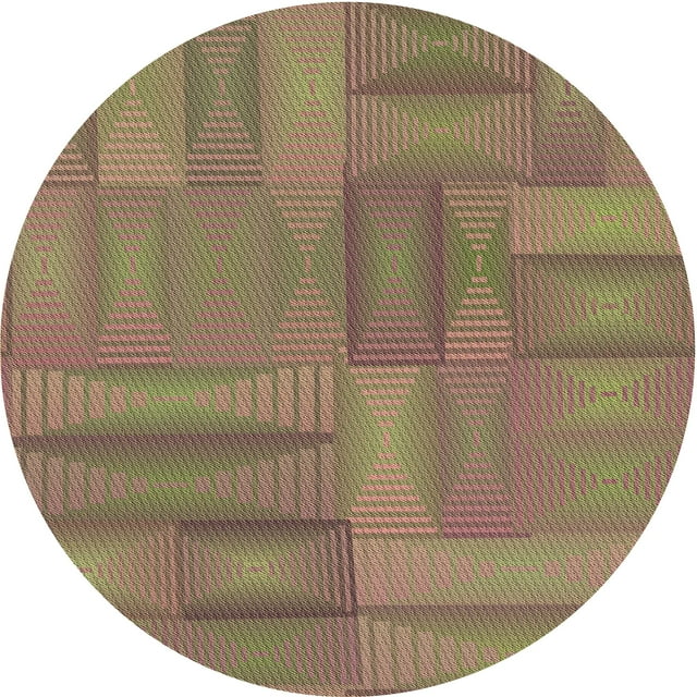 Ahgly Company Tapis Rond Lavable en Machine Intérieur Transitionnel Pérun Brun, 7 Pieds Rond