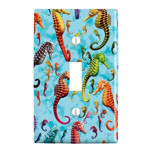Seahorses Rainbow Ocean Undersea Tropical Pattern Plastic Wall Decor Toggle Light Switch Plate Cover