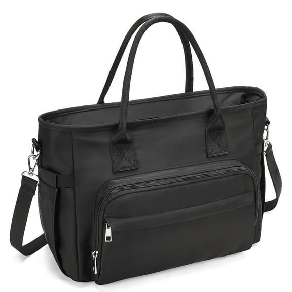 Holuxer Insulated Lunch Bag for Women, Fashion Handbag Lunch Tote Box, Reusable Thermal Cooler Bags with Shoulder Strap, Leakproof Storage Pockets for Working Shopping Picnic 12L, Black