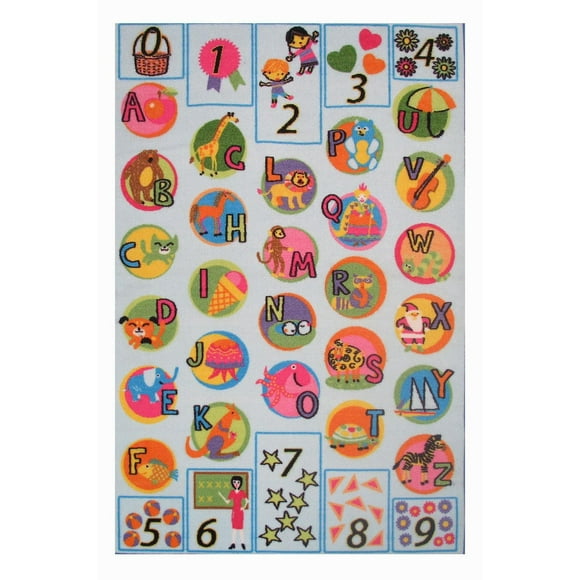 Fun Rugs Rectangle Multi-Colored Now I Know My ABC's Nylon Kids Rug