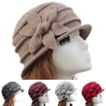 thumbnail image 4 of Visland Women Beanie Hat, Winter Warm Fashion Vintage Wool Felt Solid Color Flower Elegant Cap for Party Dating Shopping Outdoor, 4 of 5