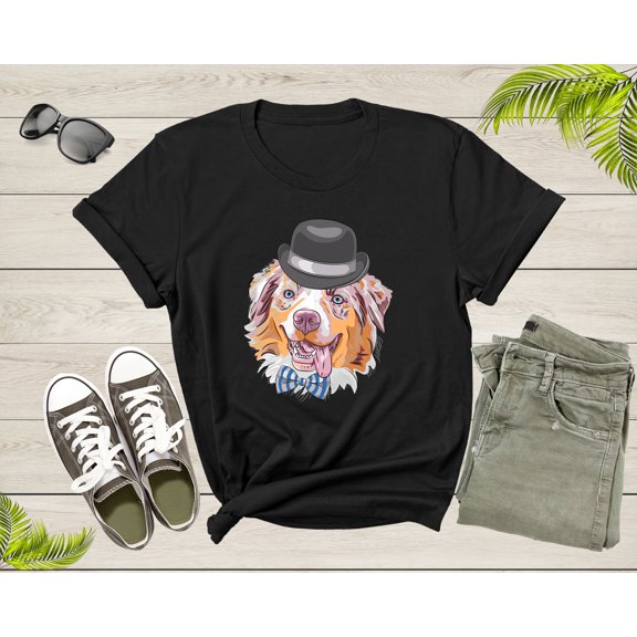 Funny Cute Pet Dog Doggie Puppy Animal Wearing Black Hat T-Shirt Dog Puppy Lover Gift T Shirt for Men Women Kids Boys Girls Graphic Tshirt