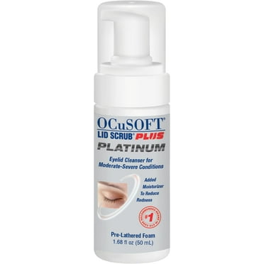 OCuSOFT Lid Scrub PLUS Platinum Extra Strength Foaming Eyelid Cleanser - Leave-On Eyelid & Eyelash Cleanser with Phytosphingosine to Remove Oil, Dirt & Makeup -1.68 fl oz