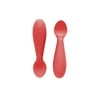 ezpz Tiny Spoon (2 Pack in Coral) - 100% Silicone Spoons for Baby Led Weaning + Purees - Designed by a Pediatric Feeding Specialist - 4 Months+
