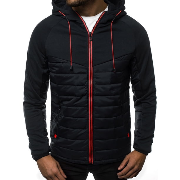 Dolkfu Sudadera con capucha para hombres de color combinado, chaqueta deportiva con cremallera completa, chaqueta ligera y de combinación para hombres. L