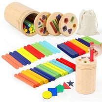 Allhall 4 in 1 Montessori Toys for 2 3 4 Year Old, Wooden Color Sorting Toys for Toddlers 1-3, Preschool Learning Activities Fine Motor Matching Games, 18 Month Old Gifts for Kids Boys Girls