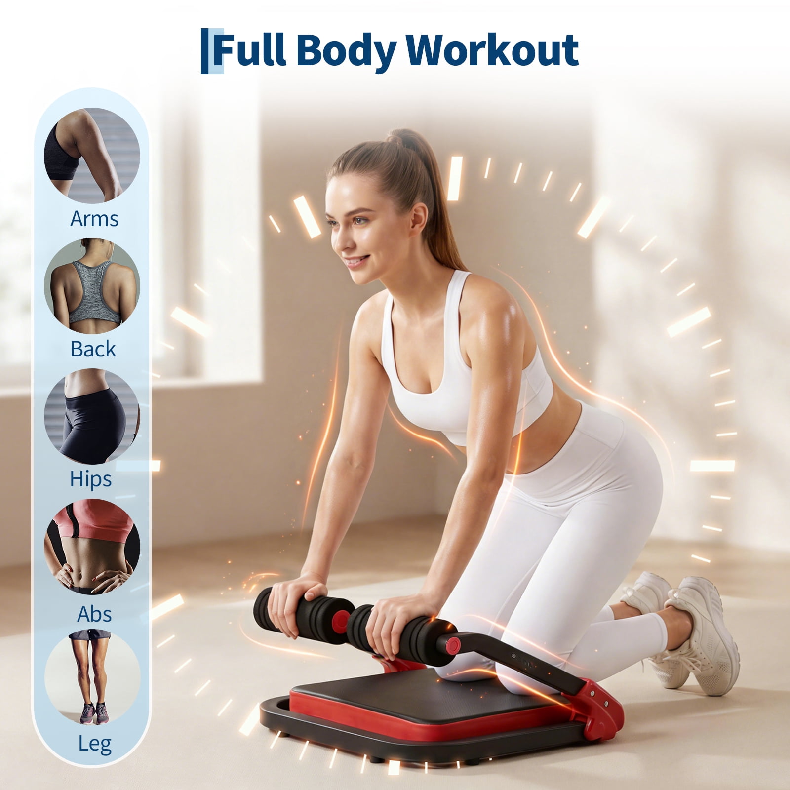 Memoryfield Ab Workout Machine Sit Up Core Trainer with Resistance Bands, 4-Level Adjustable Angles Foldable Ab Exercise Equipment for Home Gym Strength Training