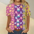 thumbnail image 2 of Blusas para las Mujeres Casual Impreso Cuello Redondo Manga Corta Camiseta Top, Tops Cortos para las Mujeres Primavera Verano, 2 of 5