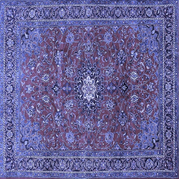 Ahgly Company Machine Washable Indoor Square Persian Blue Traditional Area Rugs, 4' Square