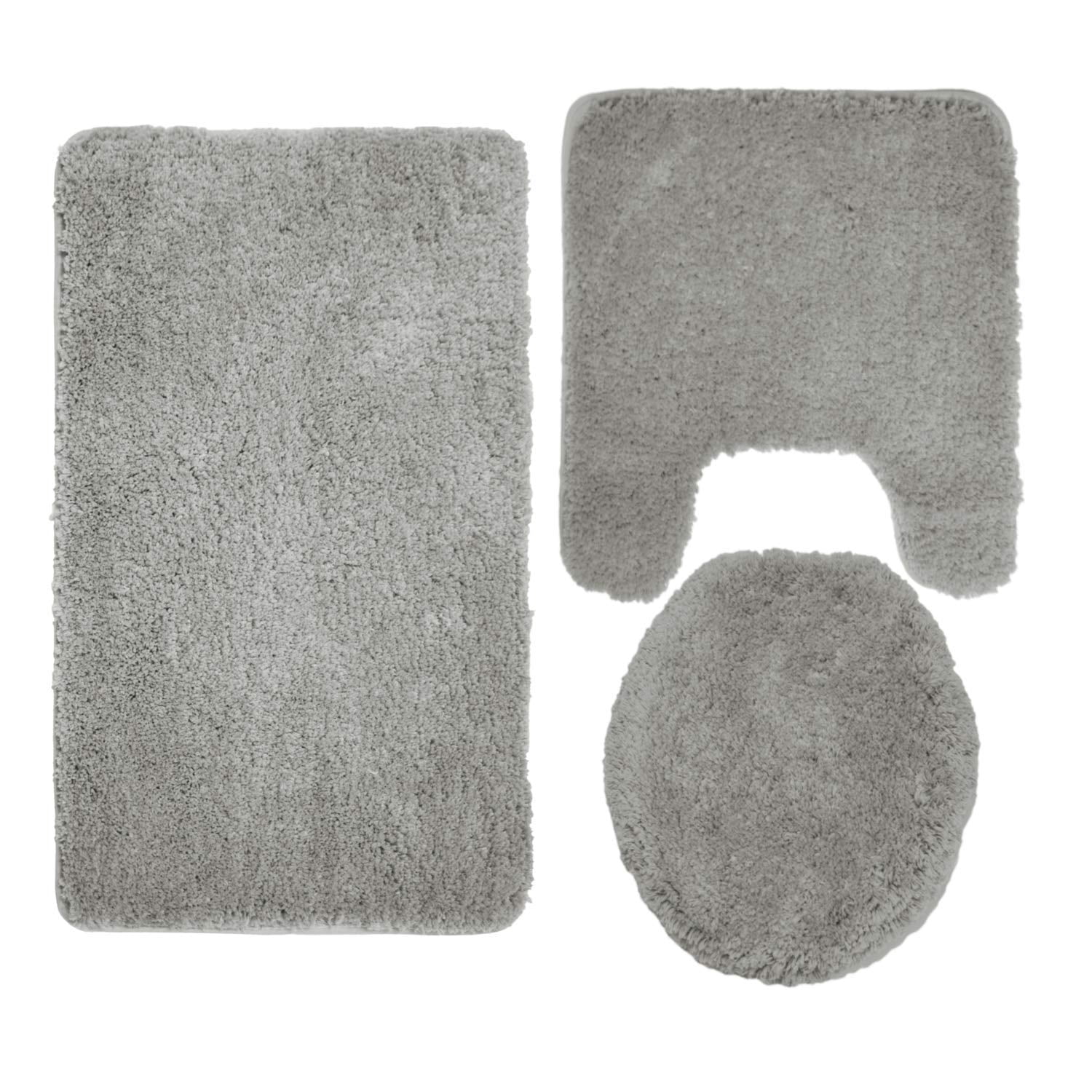 3PC BATHROOM SET RUG CONTOUR MAT TOILET LID COVER SOLID COLOR BATHMAT MARY - Picture 29 of 66